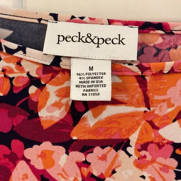Peck & Peck Women's 3/4 Sleeve Tops - Floral and Abstract Multicolor - Picture 2 of 7
